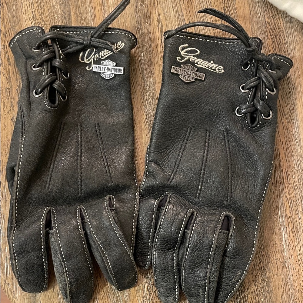 Harley-Davidson Black Leather Lace-Up Motorcycle Glove - Picture 4 of 4